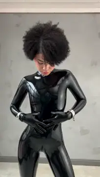 Shweetie cute ebony latex girl in soft bondage