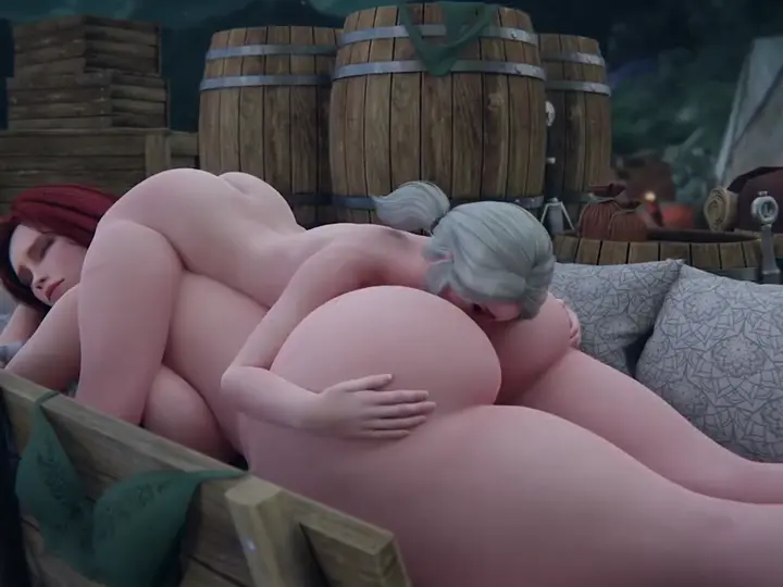 Ciri has fun with Triss while she's asleep [The Witcher 3] (by Meis3D) 