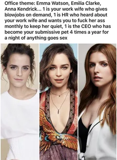 emma work wife, anna is hr, and emilia is ceo