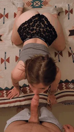 Put it in my mouth while I'm on all fours