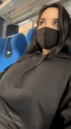 big boobs on the train
