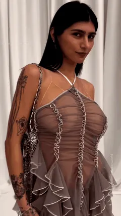 Mia Khalifa in a see-through dress for an event