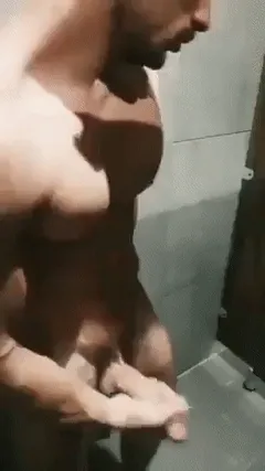 stroking his cock