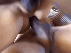 two bulls absolutely destroying her