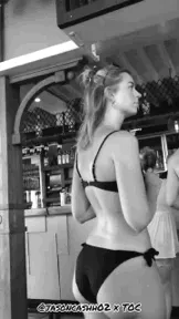 sexy blonde bikini ass in line 5