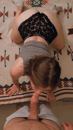 Put it in my mouth while I'm on all fours TeenBlow
