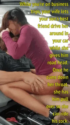 cheating on her husband with her son's best friend in his car