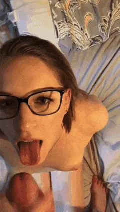 huge load on her sexy glasses facial amateur girlfriend
