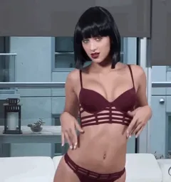 uma jolie rubs petite breasts