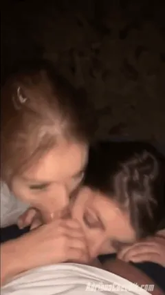 Two hungry sluts licked every inch of my cock