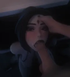 raven takes a huge cock right down her throat
