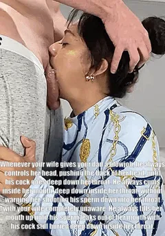 every time your dad always says oops, but still your wife continues to give your dad blowjobs, i guess she can’t get enough of his cock.