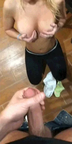 big perfect tits surprised with massive cum blast