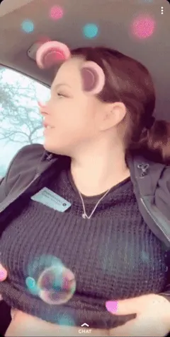 sexy perfect boob reveal on work break.