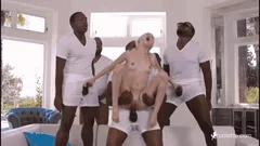 Five huge BBCs destroy a small petite girl BBCparadise