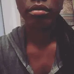 sexy ebony's mouth overflowing with cum
