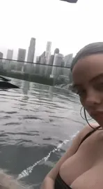 massive cleavage in her swimsuit