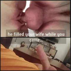 cuckold cums hands free while watching wife