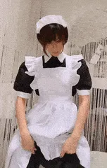 asian maid flashing panties and stockings