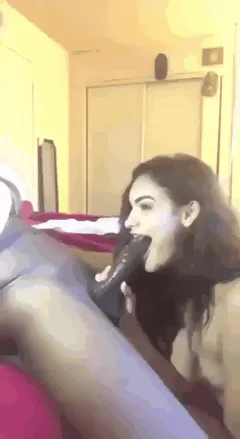 Brunette deepthroats a huge BBC