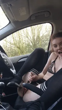 teen redhead playing