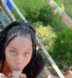 black babe milks her white boyfriend in an abandoned industrial area