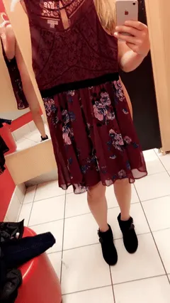 gif - blonde in dressing room naked in high heel ankle boots