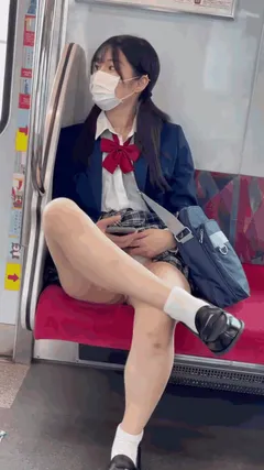 Hot cutie teasing on a train, imagine sitting in front of her