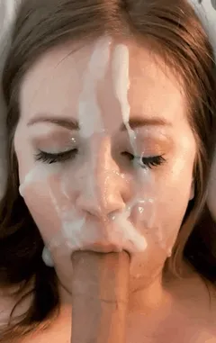pulling out of a cum covered yummy face