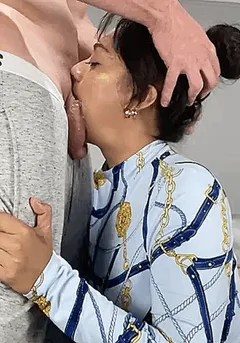 shanteldee - mom gives her stepson his first blowjob! milf deepthroats stepsons big cock throatpie! cum in throat