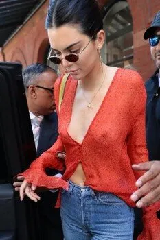 kendall jenner nips in a see through shirt