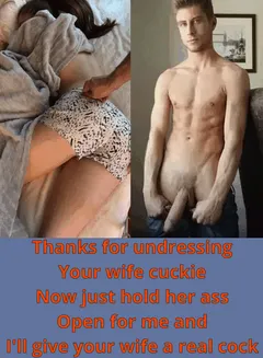 my bully has me pull my wife's panties down for him and spread her cheeks so he can fuck her while i'm holding her ass for him.