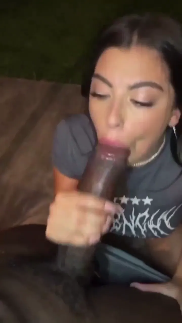 Brunette teen sucks huge BBC