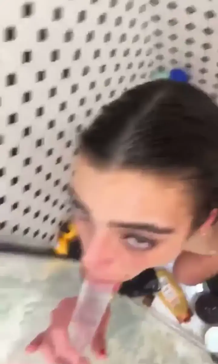 Brunette babe dildo show in shower